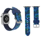 Voor Apple Watch Series 3 & 2 & 1 38 mm siliconen horlogebandje met modieus camouflagepatroon (blauw)