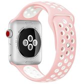 Voor Apple Watch Series 6 & SE & 5 & 4 40mm / 3 & 2 & 1 38mm Sport Siliconen Horlogeband Standaard Editie (Roze Wit)