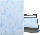 Voor Samsung Galaxy Tab S7 + / T970 Marble Texture Pattern Horizontale Flip Leather Case, met Three-fold Holder & Sleep / Wake-up Function (Blue)