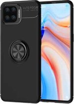 Voor OPPO F17 Pro metalen ringhouder 360 graden roterende TPU-hoes (zwart + zwart)