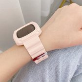 Voor Fitbit Versa 3 3D siliconen geïntegreerde vervangende band horlogeband (roze)