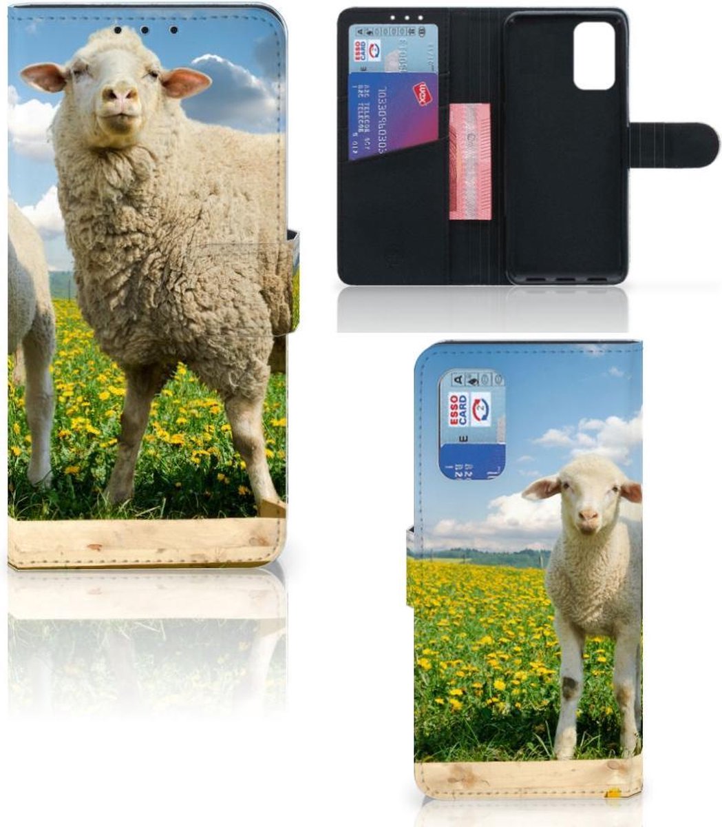 Samsung Galaxy A32 4G Telefoonhoesje met Pasjes Schaap en Lammetje