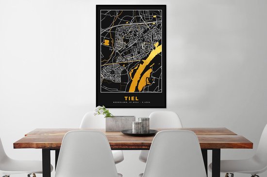 Cadre photo avec affiche - Carte - Tiel - Or - Zwart - 80x120 cm - Cadre pour affiche