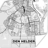 Poster Stadskaart - Den Helder - Grijs - Wit - 50x50 cm - Plattegrond