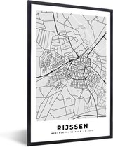Fotolijst incl. Poster - Stadskaart - Rijssen - Grijs - Wit - 40x60 cm - Posterlijst - Plattegrond