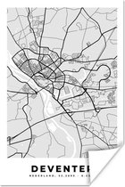 Poster Stadskaart - Deventer - Grijs - Wit - 40x60 cm - Plattegrond