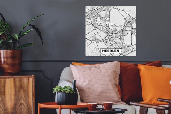 Poster Plan de la ville - Heerlen - Grijs - Wit - 50x50 cm