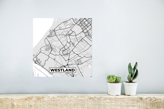 Poster Plan de la ville - Westland - Grijs - Wit - 30x30 cm