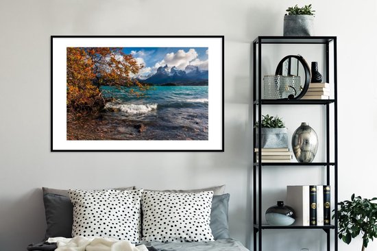Cadre photo avec affiche - Lac Pehoe dans le parc national Torres del Paine au Chili - 120x80 cm - Cadre pour affiche