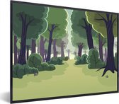 Fotolijst incl. Poster - Een illustratie van bomen en struiken - 40x30 cm - Posterlijst