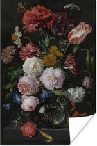 Affiche - Nature morte aux fleurs dans un vase en verre - Peinture de Jan Davidsz. de Heem - 60x90 cm