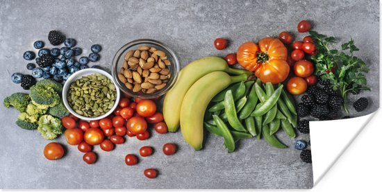 Papier affiche Fruits et Noix Légumes Frais 160x80 cm - Tirage photo sur Poster (décoration murale salon / chambre)