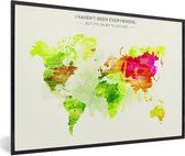 Fotolijst incl. Poster - Wereldkaart - Kleuren - Verf - 60x40 cm - Posterlijst