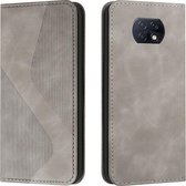 Voor Xiaomi Redmi Note 9 5G / Note 9T Skin Feel Magnetisch S-type Effen Kleur Horizontale Flip Lederen Case met Houder & Kaartsleuf & Portemonnee (Grijs)