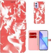 Voor OnePlus 9 Cloud Fog Pattern Horizontal Flip Leather Case met Houder & Kaartsleuf & Portemonnee (Rood)