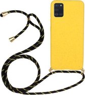 Voor Samsung Galaxy A31 Tarwestro-materiaal + TPU-beschermhoes met draagkoord (geel)