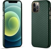 Koolstofvezel lederen textuur Kevlar anti-val telefoon beschermhoes voor iPhone 12 Pro (groen)