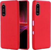 Voor Sony Xperia 1 III Pure Color Vloeibare siliconen schokbestendige hoes met volledige dekking (rood)