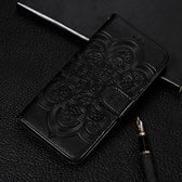 Voor Samsung Galaxy A22 4G Sun Mandala Embossing Patroon Horizontale Flip PU Leather Case met Houder & Kaartsleuven & Portemonnee & Lanyard (Zwart)