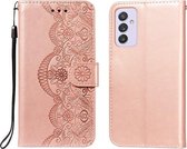 Voor Samsung Galaxy A82 5G Flower Vine Embossing Pattern Horizontale Flip Leather Case met Card Slot & Holder & Wallet & Lanyard (Rose Gold)