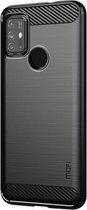 Voor Motorola Moto G10 / G30 MOFI Gentleness Series Brushed Texture Carbon Fiber Soft TPU Case (Zwart)