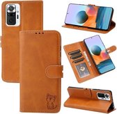 Voor Xiaomi Redmi Note 10 Pro Reliëf Gelukkig Kat Patroon Horizontale Flip Lederen Case met Houder & Kaartsleuven & Portemonnee (Geel)