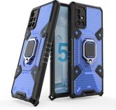 Voor Samsung Galaxy A51 5G Space PC + TPU-ringhouder beschermhoes (blauw)