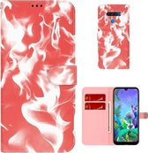 Voor LG K50/Q60 Cloud Fog Pattern Horizontal Flip Leather Case met Houder & Card Slot & Wallet (Rood)