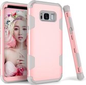 Voor Samsung Galaxy S8 Plus contrastkleur siliconen + pc schokbestendig hoesje (roségoud + grijs)