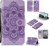 Voor Geschikt voor Xiaomi Redmi Note 10 5G Mandala Embossing Patroon Horizontale Flip PU lederen tas met houder & kaartsleuven & Walle & Lanyard (paars)