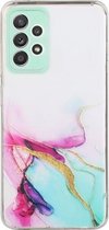 Voor Samsung Galaxy A52 5G / 4G hol marmerpatroon TPU nauwkeurig gat beschermhoes (groen)