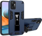 Voor Samsung Galaxy S21 5G 2 in 1 PC + TPU schokbestendige beschermhoes met onzichtbare houder (blauw)