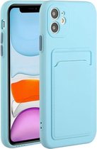 Card Slot Design Shockproof TPU beschermhoes voor iPhone 11 (hemelsblauw)