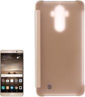 Voor Huawei Mate 9 Transparante horizontale lederen flip-hoes met slaap- / wekfunctie (goud)