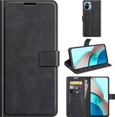 Voor Xiaomi Mi 11 Lite 4G / 5G Retro Kalfspatroon Gesp Horizontale Flip Leren Case met Houder & Kaartsleuven & Portemonnee (Zwart)