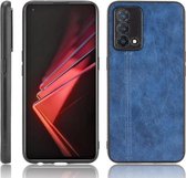 Voor OPPO K9 schokbestendig naaien koe patroon huid PC + PU + TPU hoesje (blauw)