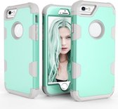 Contrastkleur siliconen + pc schokbestendig hoesje voor iPhone 6 (mintgroen + grijs)