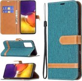 Voor Samsung Galaxy A82 5G Kleuraanpassing Denim Textuur Horizontale Flip Leren Case met Houder & Kaartsleuven & Portemonnee & Lanyard (Groen)