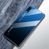 Voor Galaxy M10 Gradient Color Glass Case (blauw)