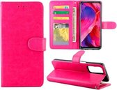 Voor OPPO A54 4G Crazy Horse Textuur Lederen Horizontale Flip Beschermhoes met Houder & Kaartsleuven & Portemonnee & Fotolijst (Rose Rood)