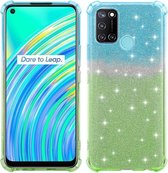 Voor Realme C17 Gradient Glitter Powder Shockproof TPU beschermhoes (blauwgroen)