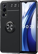 Voor vivo IQOO Z3 5G metalen ringhouder 360 graden roterende TPU-hoes (zwart + zwart)