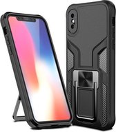 Armor 2 in 1 PC + TPU magnetische schokbestendige hoes met opvouwbare houder voor iPhone XS Max (zwart)