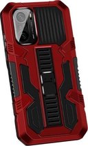 Voor Geschikt voor Xiaomi Redmi Note 10 / 10S Vanguard Warrior All-inclusive tweekleurige schokbestendige TPU + pc-beschermhoes met houder (rood)