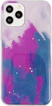 Aquarel glitter patroon schokbestendig TPU beschermhoes voor iPhone 12 Pro Max (bessen)