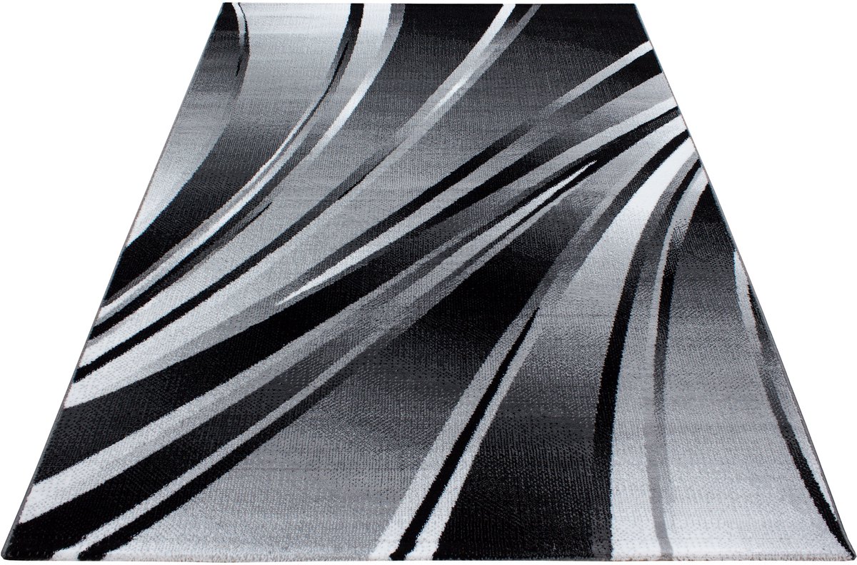 Modern laagpolig vloerkleed Parma - zwart 9210 - 80x300 cm