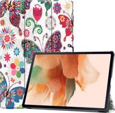 Voor Samsung Galaxy Tab S7 Lite T730 / T735 Custer Painted PU Leather Case met Sleep / Wake-up Functie & 3-Fold Holder (Color Butterfly)