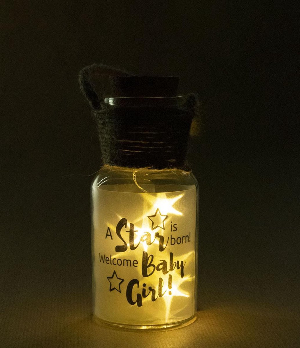 Goedkoopste Babycadeau - Kraamcadeau - Geboortecadeau - Meisje - Starlight (groot model) - A star is born! Welcome Baby Girl! - In cadeauverpakking
