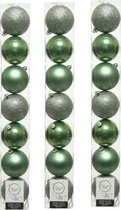 28x stuks kunststof kerstballen salie groen(sage) 8 cm - Mix - Onbreekbare plastic kerstballen