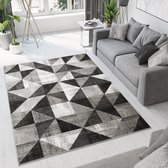 Tapiso Bali PP Vloerkleed Woonkamer Slaapkamer Grijs Design Sfeervol Modern Geometrisch Duurzaam Hoogwaardig Tapijt Maat - 140x200